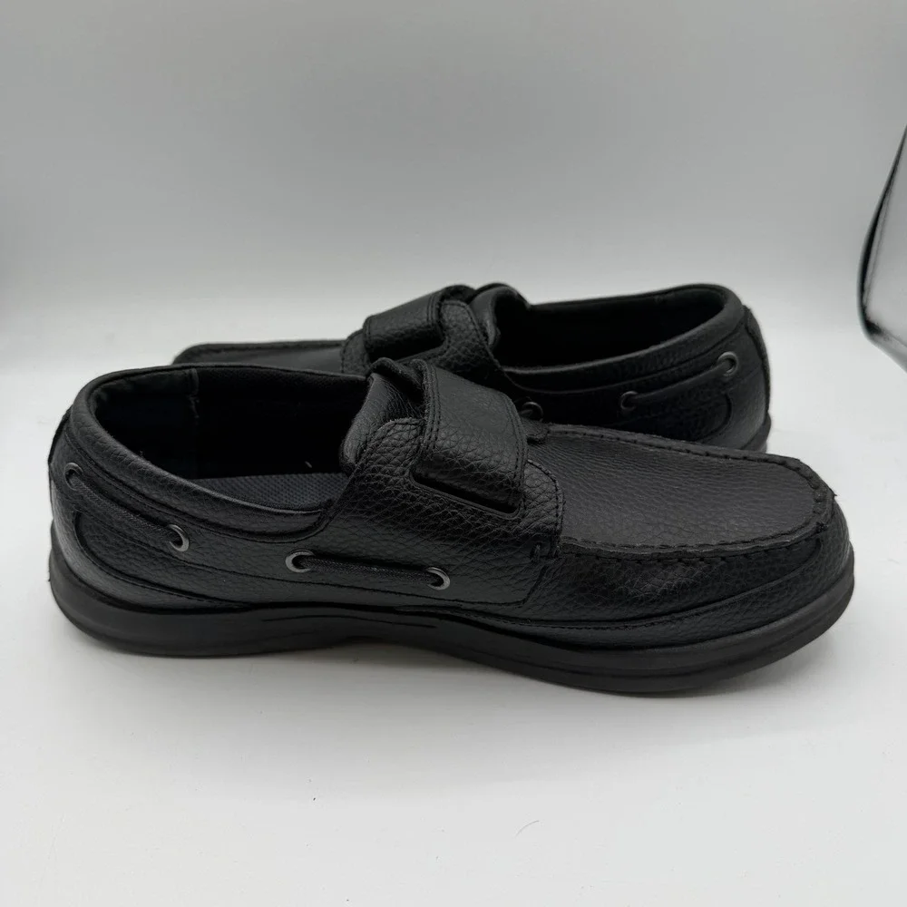 Apex Boat Shoes Mens Size 10 Medium Black Leather‎ Strap Comfort Loafers A2000M